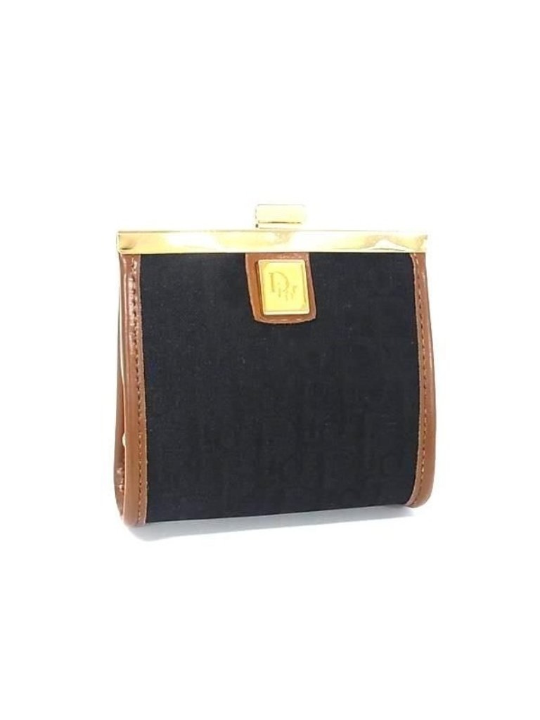 Christian Dior And Leather Coin Case Purse Black Fk7613